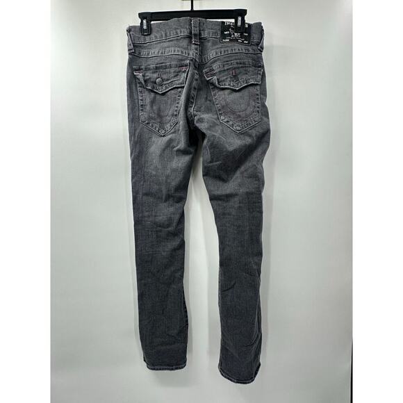 True Religion Men's Ricky Relaxed Straight Black & Purple Distressed Jeans 29x32 - Picture 2 of 8